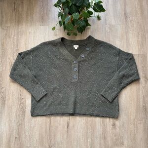 a.n.a | Y Neck Long Sleeve Pullover Sweater